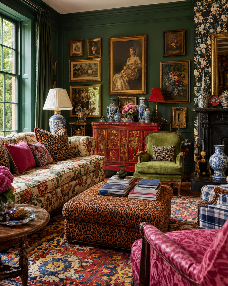 A layered, pattern rich interior