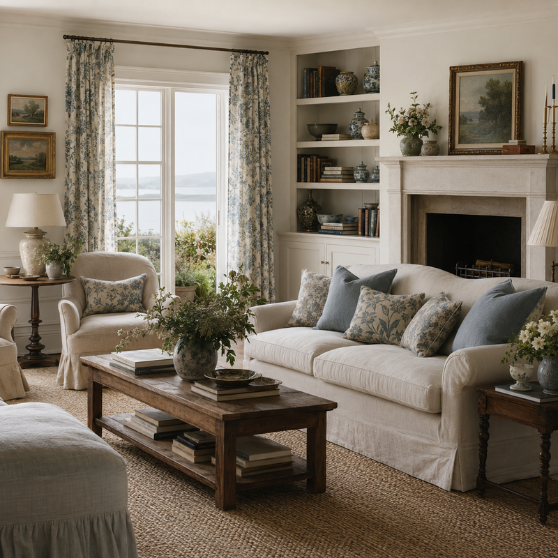 A coastal English room in soft daylight